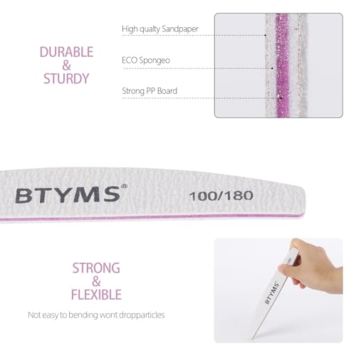 25 Pcs Nail File Set - 100/180 Grit Double-Sided Emery Boards for Natural & Acrylic Nails