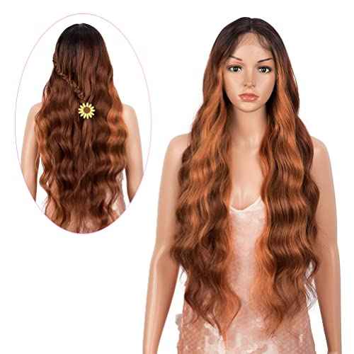 Style Icon 32¡± Long Wavy Wig Middle Part Synthetic Wigs Lace Front High Temperature Fiber Heat Resistant Wig (32 Inches, TTOL 99A/340C/145T)