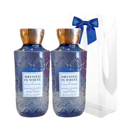 Bath & Body Works DRESSED IN WHITE Body Wash 2-piece Gift Set with a Red Bow for Holidays ? 10 fl oz each