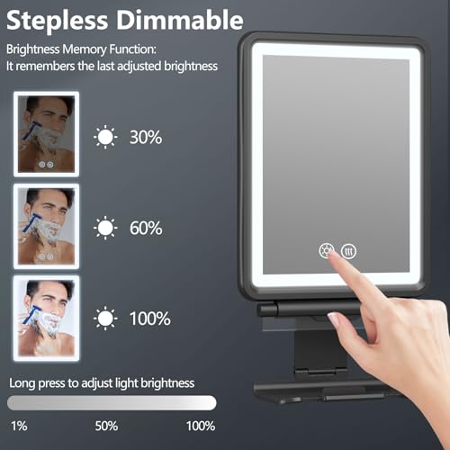 Shinowa Heated Fogless Shower Mirror with LED Light & Razor Holder