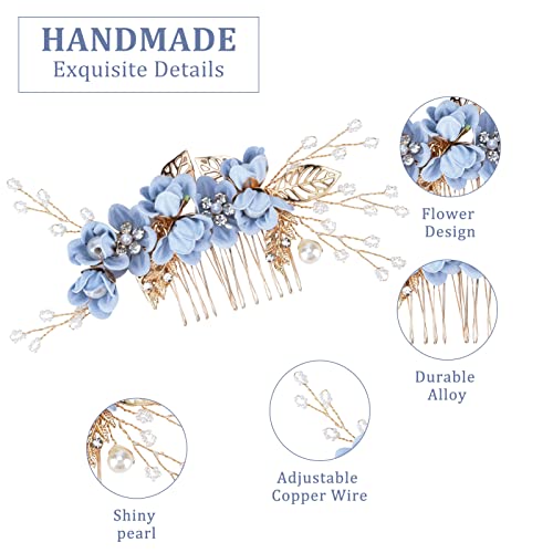 5 Pack Wedding Hair Comb Set with Crystal & Pearl Accessories