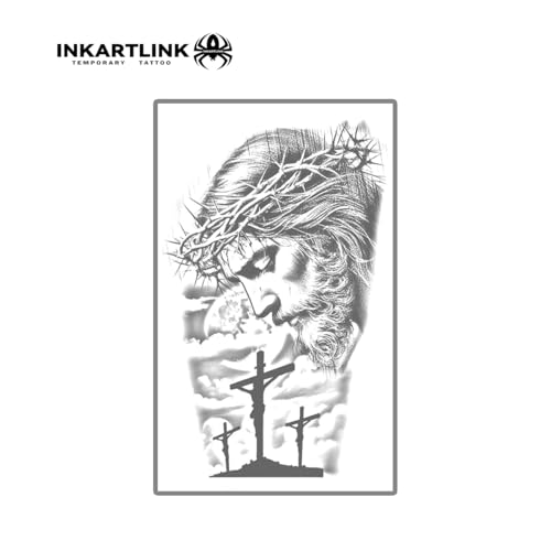 INKARTLINK Semi Permanent Tattoo, Party Tattoo, Beautiful and Realistic Design, Fun Tattoo Experience, Cruelty-free, Non-reflective, Waterproof (Jesus 2)