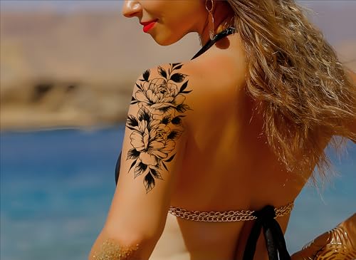 Temporary Tattoo Sheets - Waterproof Blooming Roses (3 Pack)