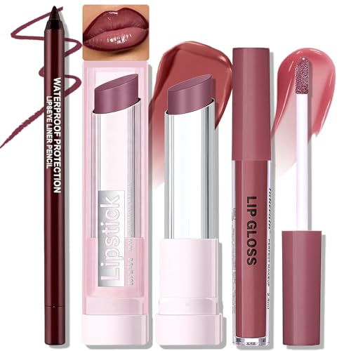 3-Piece Hydrating Lip Combo Set - Lip Liner, Lipstick & Gloss
