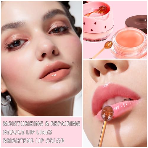 Bee Propolis Aloe Vera Lip Balm - Soothing Lip Sleeping Mask for Dry, Irritated Lips | Aloe Extract & Propolis | Moisturizing, Exfoliating Lip Treatment in Honey Pot Packaging