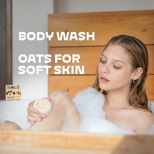 NOLE CARE Premium Oatmeal Body Wash Bar for Softer, Fresher Skin - Cleansing, Deep Hydration, Light Exfoliate, PH Balanced, With Sweet Almond Oil & Batana Oil - Compostable & Vegan, 3 oz