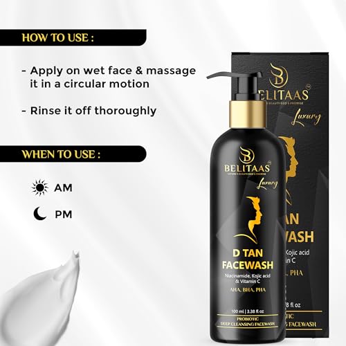 Belitaas Luxury D Tan Face Wash with Kojic Acid, AHA, BHA & PHA - 100 ml