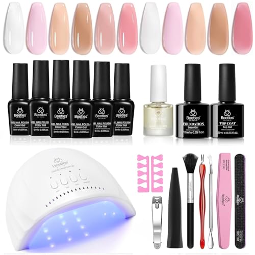 Beetles Gel Nail Polish Kit with UV LED Lamp - 6 Colors Starter Set