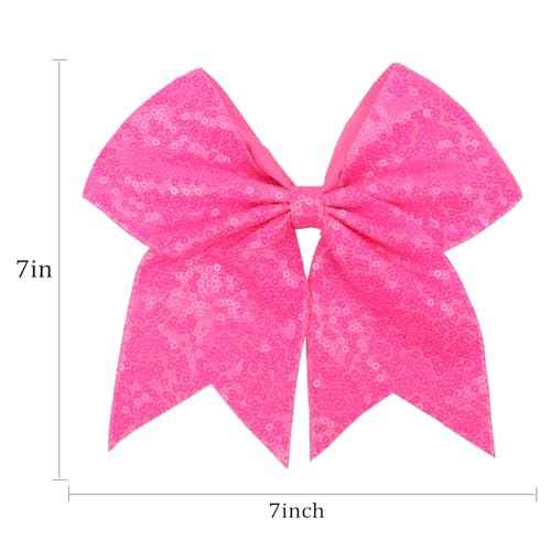 Large Big 7 Inch Glitter Bow Clip Sequin Bling Party Hair Accessories for Women Teens Girls Kids 1 Pcs (Hot Pink2)