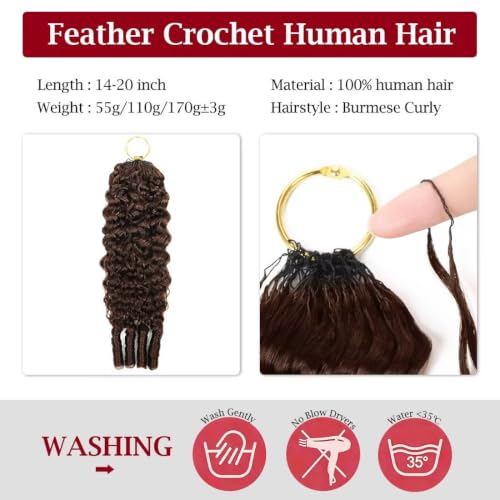 Miracle Invisible Knots Feather Crochet Hair 14" 55g Human Hair