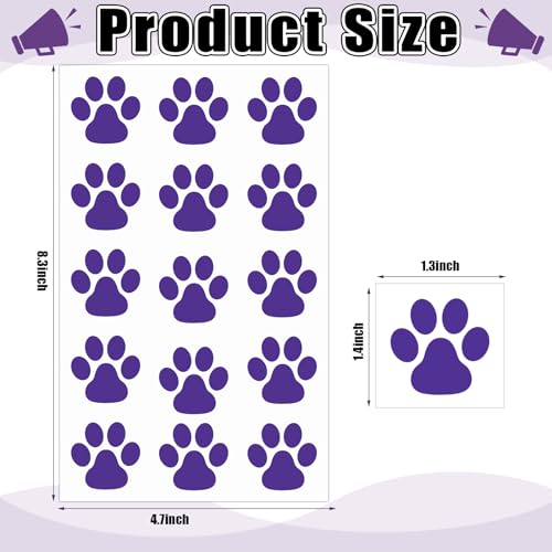 Harloon 20 Sheets 300 Pcs Paw Print Tattoos Temporary Paw Print Face Tattoos Dog Stickers Removable for Cheer Patrol Women Body Arm Foot(Purple)