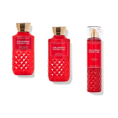 Bath and Body Works - Strawberry Pound Cake - Daily Trio ? Fall 2020 - Shower Gel, Fragrance Mist & Body Lotion