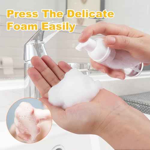 2oz Travel-Sized Foaming Pump Bottles, 4PCS Empty Foam Pump Bottle, Refillable Travel Size Mousse Bottle, Hand Soap Shampoo Lash Shampoo Foaming Soap Dispenser, BPA Free(Clear)