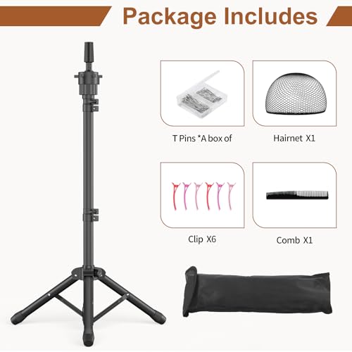 Adjustable Wig Stand Tripod 50" with Accessories & Carrying Bag
