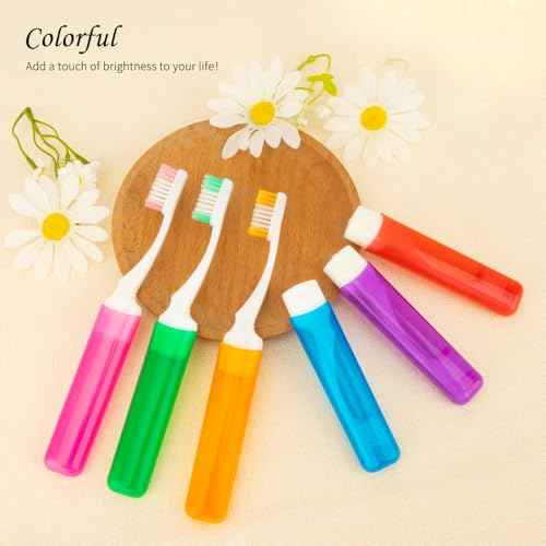 Travel Toothbrush 4 Pack Mini Toothbrushes Soft Travel Toothbrush Set Portable Folding Traveling Size Tooth brush with Toothbrush Case Individually Wrapped Small Toothbrushes for Home Camping Hiking