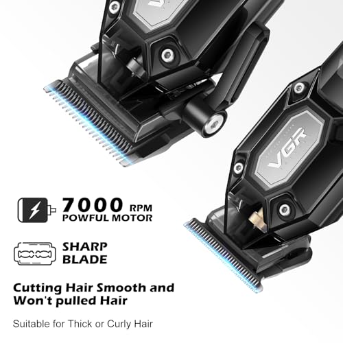 VGR Professional Cordless Hair Clippers & Trimmer Set - Black