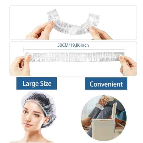 Disposable Shower Caps -100 pcs Waterproof Plastic Shower Caps, Women's Disposable Plastic Clear Shower Caps, Suitable for Hair Care, Spa Salons, Travel, Portable Multi-Purpose Plastic Hair Caps(20")