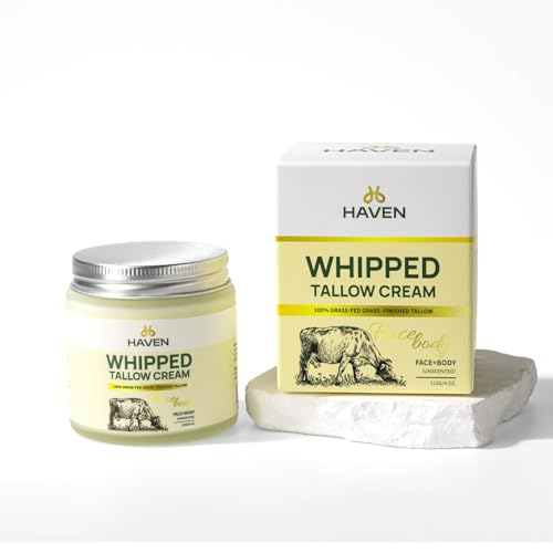 HAVEN Beef Tallow Cream ? Whipped Nourishing Moisturizer for Face & Body, Natural Hydration Skincare Balm, Non-Greasy Daily Use