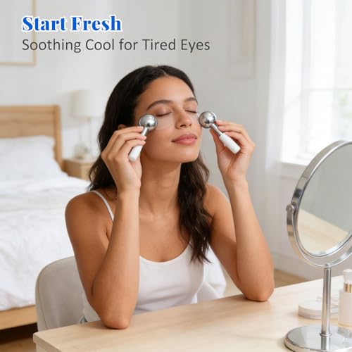 ideayard Under Eye Ice Globes Facial Massager, Stainless Steel Cooling Stones