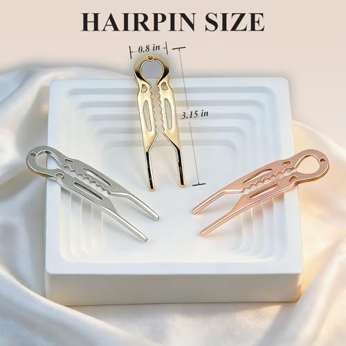 3 Pcs French Hair Pins for Women - Elegant & Durable Metal U Pins