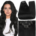 Full Shine Jet Black Clip-in Hair Extensions 24 Inch 120g 7pcs Remy Human Hair
