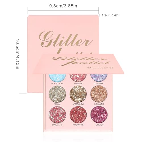 9 Color Glitter Shimmer Eyeshadow Palette - Long Lasting & Blendable