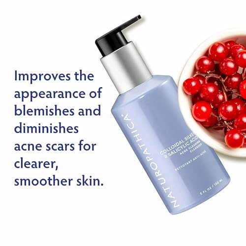 Naturopathica Colloidal Silver and Salicylic Acid Acne Clearing Cleanser, Reduce Blemishes and Acne Scars, Clarifying Face Wash for Men and Women, 5 fl oz