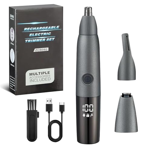 Nose Trimmer for Men and Women Painless Ear Nose Facial Eyebrow Hair Trimmer for Women Electric Ear and Nose Trimmer Dual Edge LED 3 in 1 Easy Clean IPX7 Waterproof