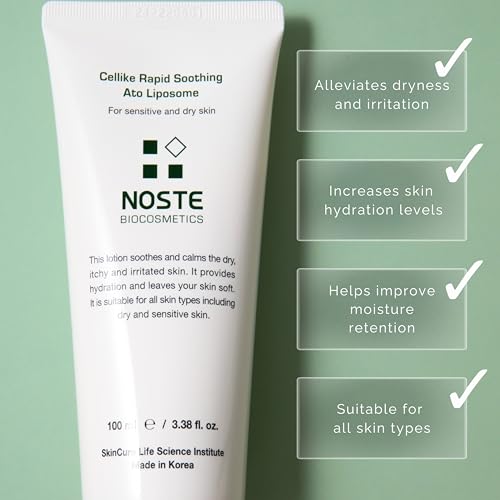 NOSTE SKINCURE Cellike Rapid Soothing Ato Liposome Lotion, Deep Soothing & Skin Barrier Repair for Dry & Itchy Skin, Hypoallergenic, Vegan Lotion, 1.01 fl.oz.