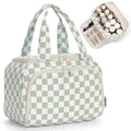 Narwey Large Checkered Travel Toiletry Bag - Makeup Organizer with Handle