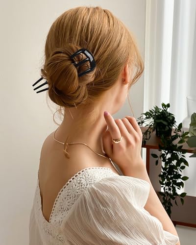 6-Pack French Hair Pins for Women - U-Shaped Bun Forks with 3-Prong Design