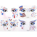 Boko 4th of July Patriotic Glitter Face Stickers, 4Pcs Red White Blue Temporary Tattoos, Self Adhesive Art Sticker Face Tattoos for Independence Day Memorial Day Veterans Day Flag Rave Party