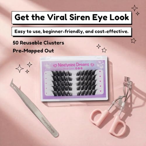50Pcs Foxy Lash Clusters Cat-Eye D Curl 8-16mm Reusable