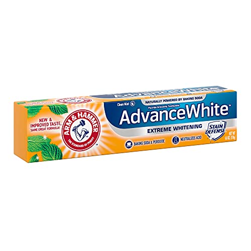 ARM & HAMMER Advanced White Extreme Whitening Toothpaste, Multi-Pack -Clean Mint - Fluoride Toothpaste (Pack of 12)