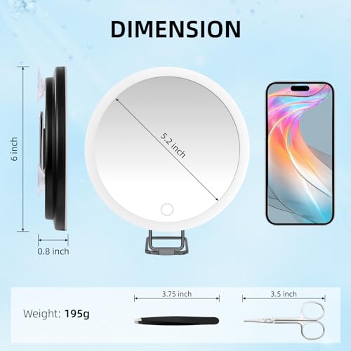 JJhxr Black 30X Magnifying Lighted Handheld Makeup Mirror - 6 Inch