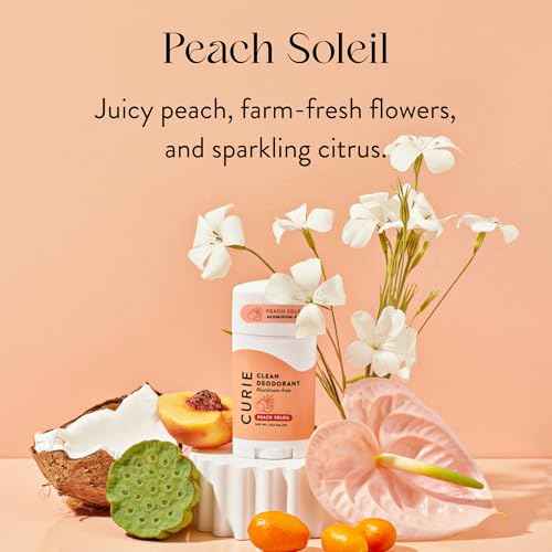 Curie Natural Deodorant for Women - Peach Soleil - Aluminum Free, Clean, Sustainable, Vegan, Paraben Free (3pk)