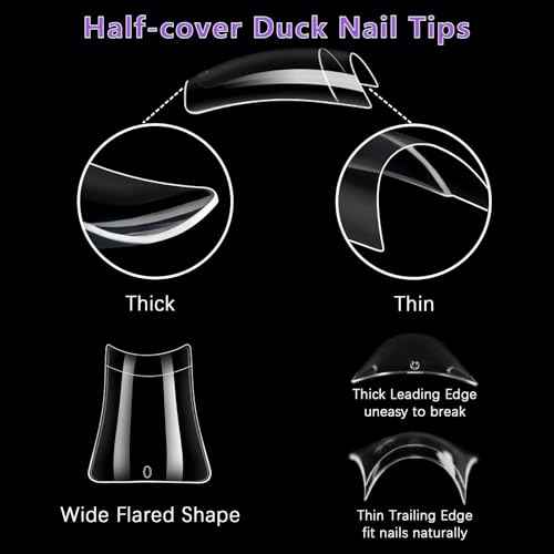 Laza 600pcs Short Duck Nail Tips 12 Sizes Box-packed Clear Duck Nails Half Cover Wide Nail Tips French False Nail Tips for Acrylic Nails Extension Tips ? 22MM