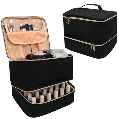 LIVEBAY Double-Layer Nail Polish Organizer Case for 30 Bottles