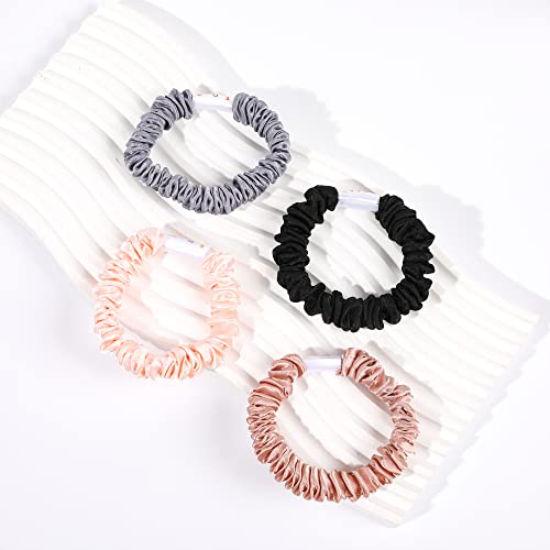 Silk Satin Mini Hair Ties - Soft, No Crease, Gentle Elastic Ponytail Holders for Women & Girls