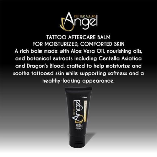 Angel Butter Allure Premium Tattoo Aftercare Cream. Dragon Blood, Centella Asiatica, Aloe Vera and Panthenol. Soothing Hydrating Tattoo Balm for Skin Repair, Moisturizing Aftercare Ointment, 1.75 oz