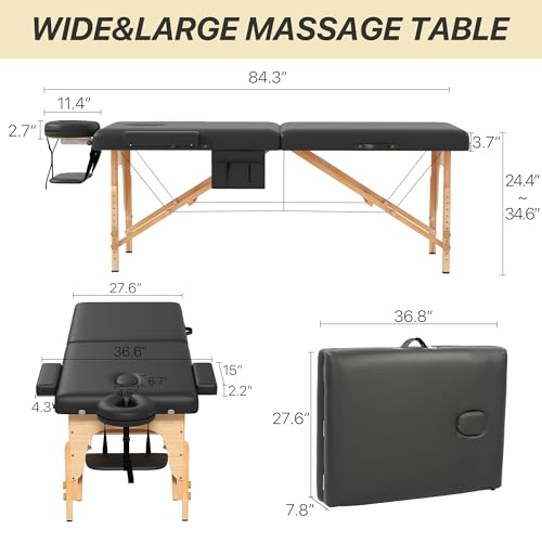 KCC Memory Foam Massage Table 84" Portable Foldable Spa Bed
