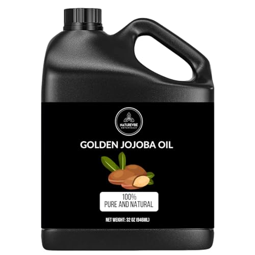 Naturevibe Botanicals 32 oz Golden Jojoba Oil - Pure Cold-Pressed Moisturizer & Hair & Skin Care