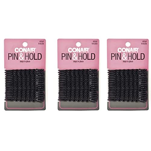 Scunci 55367 Black Styling Essentials Bobby Pins 18 Count, pack of 3