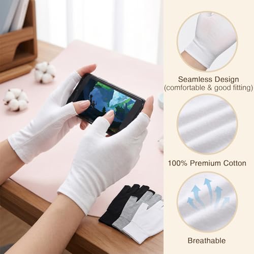Fingerless Moisturizing Gloves Cotton Touchscreen - 15 Pairs