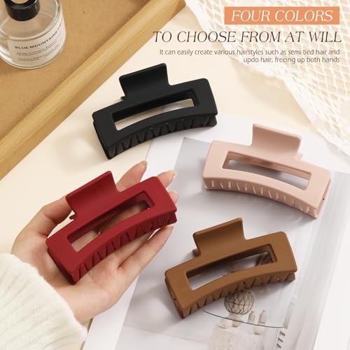 4-Pack Flexible Silicone Claw Clips for Women, 4-Inch