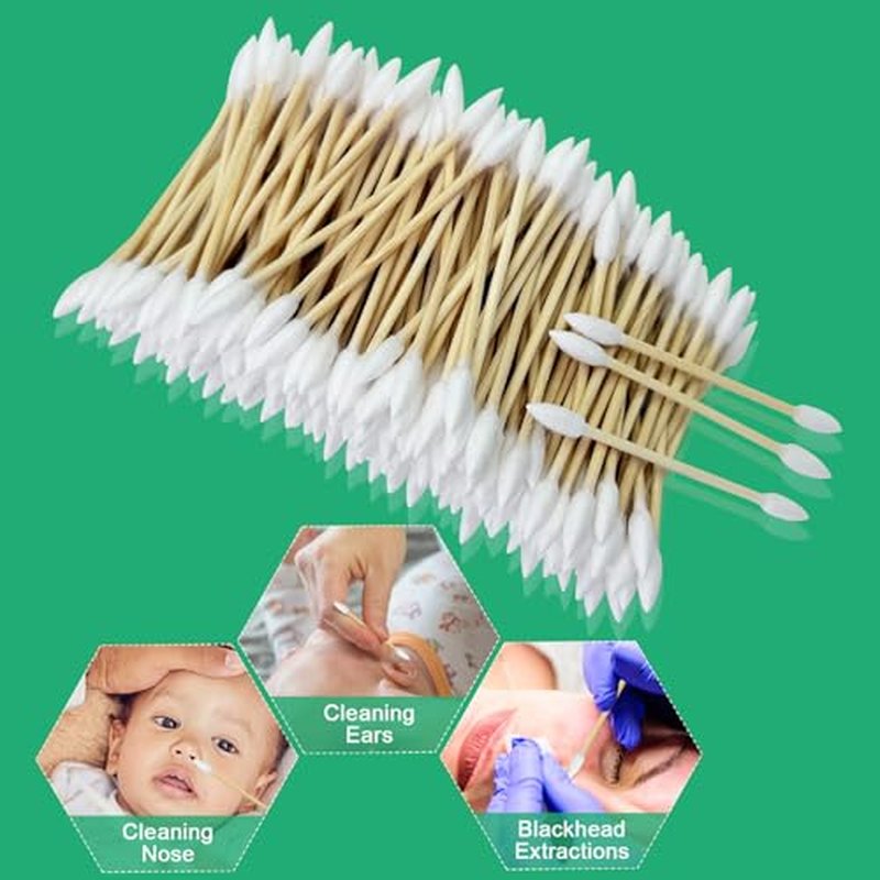 1000 Count Cotton Swabs with Bamboo Sticks, Double Pointed
