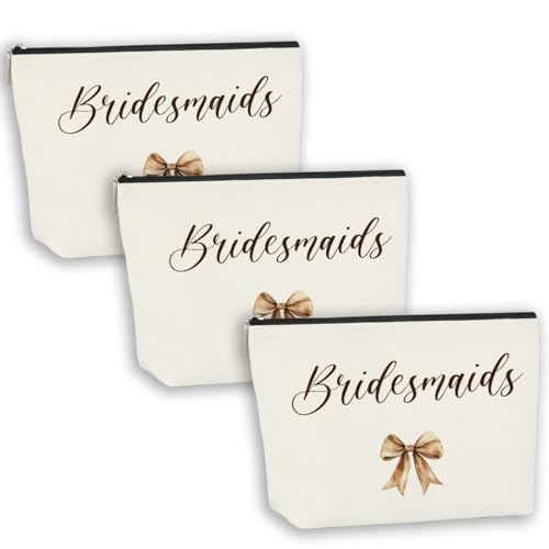CHQIUCR Bridesmaids Cosmetic Bag 3-Pack Wedding Gift Travel Organizer