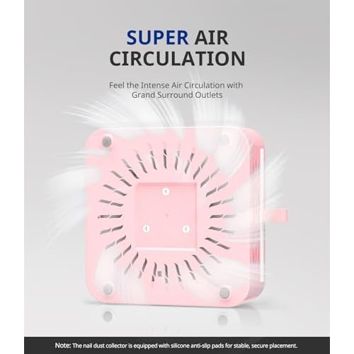 AIRSEE Powerful Nail Dust Collector Nail Tech, Upgraded 4200RPM Vacuum Fan Dust Extractor for Acrylic Nail Polishing and Manicure in Salon & Home, ND503