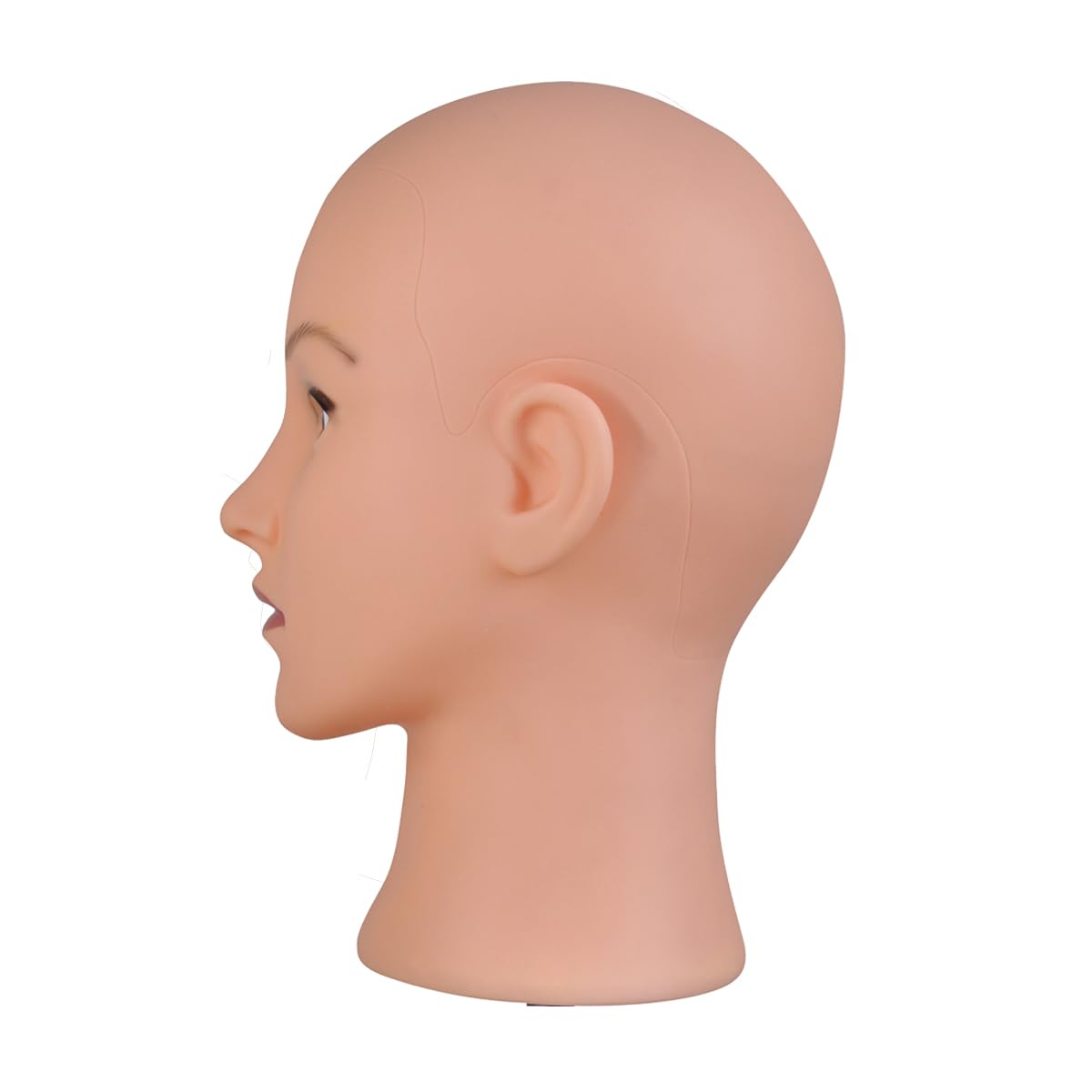 hairyhme Bald Mannequin Head, Female Head for Wig Making and Display Professional Cosmetology Model Head Orange Skin (D-Orange-21inch)