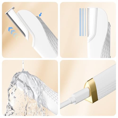 Electric Dermaplane Razor for Women Face, Three-Speed Rechargeable Dermaplane Razor with 5 Refill Blades, Facial Hair & Peach Fuzz Remover for Women,Gift wrapping.(White)